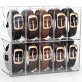 Belt Organizer - 2 Pack Clear Stackable Belt holder For Closet Drawer Storage - 5 Compartments with Removable Dividers, Multi-Purpose Display Bins With Inserts For Ties,Socks,underwear (2)