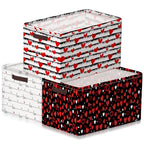 Geelin 3 Pcs Valentines Baskets Storage Valentine's Day Basket for Gifts Collapsible Waterproof Canvas Red White Black Heart Storage Bin Organizer with Handles for Book Closet Shelf Nursery Decor - style: Valentines Red White Black