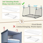 3-Pack Hanging Laundry Room Organizaton：Foldable Laundry Basket Wire Basket with 360°Rotating Hooks Small Space Organization Over Washer and Dryer Shelves - Hanging Closet Organizer, Black Patent - size: 3-Pack 13.9*11*28.9inch