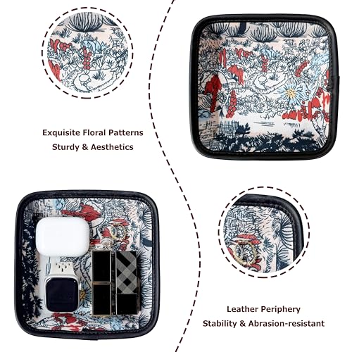 Decorative Catchall Tray with Jewelry Cleaning Cloth - Jewelry Organizer Trays for Keys, Watch, Jewelry, Cosmetics, Candy - Valet Tray Organizer for Bedroom, Nightstand, Entryway Table (Orange-Red)