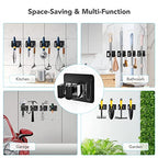 homeasy Mop Broom Holder No Drill, Mop Broom Organizer Wall Mounted Heavy Duty with Hooks Hanger, Self Adhesive Stainless Steel 4Pcs for Bathroom, Kitchen, Office (Multicolor) - color: Black Mix