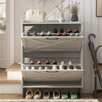 Maupvit Shoe Storage Cabinet with 2 Flip Drawers, Freestanding Organizer with Metal Legs for Entryway, Narrow Shoe Rack Cabinet, Beige - color: Beige, style: 2-Drawers