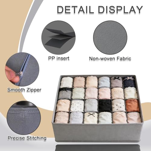 Sock Organizer Drawer Organizer,24 Compartment Foldable Storage,Closet Dividers for Underwear, Socks, Bras, Scarves, Ties, Grizzly - color: Grizzly