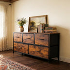 SHAWKEN Dresser for Bedroom with 5 Drawers,Fabric Dresser with One-Piece Steel Frame,Budget-Friendly Organizer for Closet, Hallway, Studio Apartment (Rustic Brown) - color: Rustic Brown