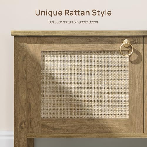 SICOTAS Rattan Shoe Rack Bench with Lift Top Storage: Farmhouse Boho Wide Shoe Cabinet Entryway Bench with Safety Hinges, Wooden Storage Chest for Bedroom, Entryway, Hallway, Living Room - color: Carbon Cherry