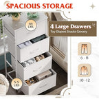 WLIVE Dresser with 4 Drawers, Storage Tower, Organizer Unit, Fabric Dresser for Bedroom, Hallway, Entryway, Closets, Sturdy Steel Frame, Wood Top, Easy Pull Handle, White - color: White