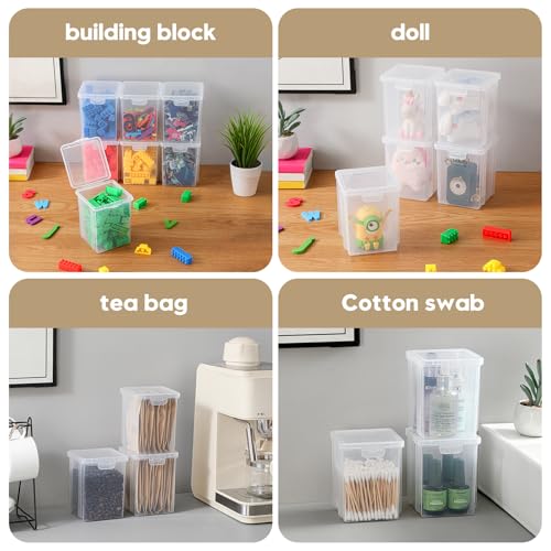 10 Pack Small Clear Storage Bins with Lids - Stackable Plastic Organizer Boxes for Crafts, Art Supplies, Jewelry, Beads, Office Tools - 3.54x3.54x4.53 Inch – Square Medium - size: Clear Square Medium - 10 Pack