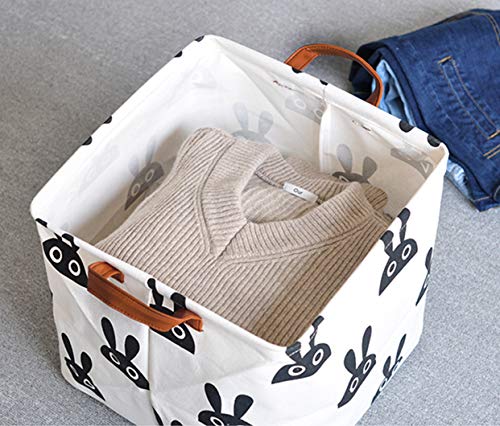 Square Storage Bins Canvas Collapsible Storage Basket with Handles - Organizer for Nursery, Kid's Toys & Laundry, Gift Baskets (Rabbit) - color: Rabbit