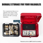 Kyodoled Medium Cash Box with Money Tray,Small Safe Lock Box with Key,Cash Drawer,7.87"x 6.30"x 3.54" Red Medium - color: Red, size: Medium