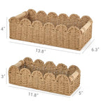 Dahey 2 Pcs Toilet Paper Storage Basket for Bathroom Woven Paper Rope Scalloped Edge Toilet Tank Basket with Handles for Organizing Over Toilet Storage Shelf Countertop Living Room Bedroom Home Decor