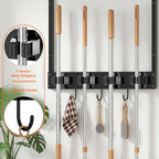 2 Packs Broom Holder Wall Mount with Shelf Load 66LBS Broom and Mop Organizer Wall Hanging Broom Hanger with 4 Mop Hanger Grippers, 3 Hooks for Laundry Room, Garage, Utility Closet, Kitchen - style: 2 Packs