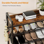 5 Tier Shoe Rack, Shoe Rack for Entryway with Hook, Shoe Organizer with Adjustable Mesh Shelves, Metal Shoe Storage, Closet, Bedroom Living Room Garage - size: 5 Tier