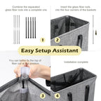 Odonata Slim Laundry Hamper Handles Collapsible Laundry Basket Thin Dirty Clothes Basket Narrow Laundry Bag Foldable Dirty Hamper 45L (Heather Grey) - color: Heather Grey