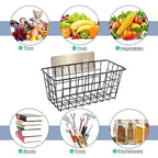 2 Pack Hanging Wall Basket Wire Storage Baskets, Adhesive Basket for Cabinet Door Organizer No Drilling, Hanging Fruit Baskets for Kitchen, Pantry Organization, Bathroom, Black - style: No Drilling,2pack