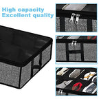 Under Bed Shoe Organizer Storage for Closet 2 Pack- Fits 24 Pairs Underbed Shoes Container Boxes with H Shap Sturdy Handles and Clear Window,Foldable Shoe Rack Holder,Black - color: Black-24pairs, style: H-Handle