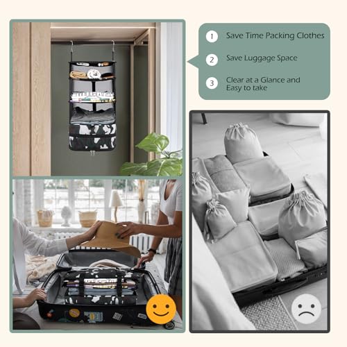 Surblue Hanging Closet Storage Bag Collapsible 3-Shelf Washable Oxford Fabric with 2 Hooks (L 11.41 * 11.41 * 19.68in, Camouflage) - color: Camouflage, size: L 11.41*11.41*19.68in