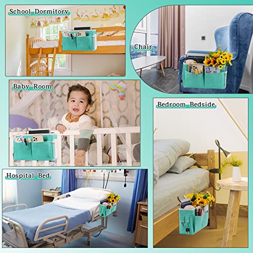 Bedside Caddy Bedside Storage Organizer Hanging Bunk Bed Dorm Room with Side Pockets for Water Bottles, Books, Cell Phones, Headphones 2 Pack (Light Blue) - color: 2Pack Light Blue