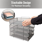 Mind Reader Stackable Paper Tray, Desktop Organizer, File Storage, Office, Metal Mesh, 10.5" L x 13.5" W x 11.25" H, 4 Pcs., Silver - color: Silver
