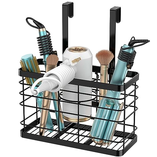 Hair Tool Organizer - Blow Dryer & Hair Dryer Holder Cabinet Door, Bathroom Organizer & Storage Basket for Styling Tools - color: Black-pro