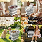 25-35Lbs Rice Container,Collapsible Food Storage Containers with Transparent Airtight Lid,Wheels,Rice Storage Container with Small Bin and Scoop,Rice Dispenser for Flour Sugar Cereal Grain Dog Cat - color: Clear/25-40lbs