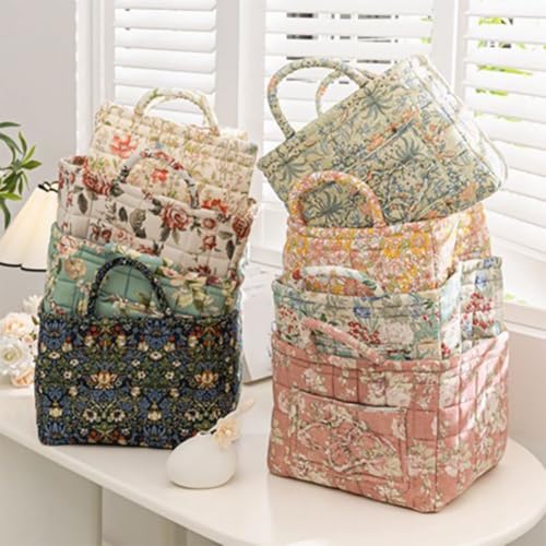 Quilted Fabric Basket Foldable Car Storage Boho Floral Laundry Basket Hamper for Nursery Bedroom & Living Room | Organize Clothes Toys - color: Boho Blooming