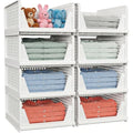 8 Pack Stackable Closet Storage Basket - Stackable Storage Bins, Multifunctional & Foldable Closet Organizer Waterproof, Wardrobe Cupboard Space-Saving Hat Storage Drawer Organizer, White - size: 8 Pack White