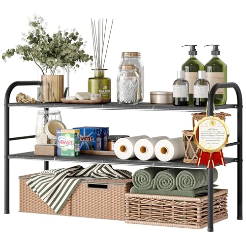 NETEL Under Sink Organizers and Storage, 2 Tier Expandable Under Cabinet Organizer Shelf with 8 Removable Panels,Expandable Shelf for Cupboard,Kitchen,Bathroom,Shoe Storage Rack - size: 8 Panels