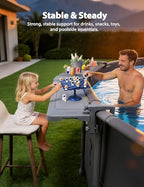 POOLHACKER Poolside Bar Extended, [Original] Swim Up Bar Exclusively for Above-Ground Round Pools. Patio Poolside Table Smart Fold Easy Maintenance, Weather Resistant Stable Tabletop - color: Grey