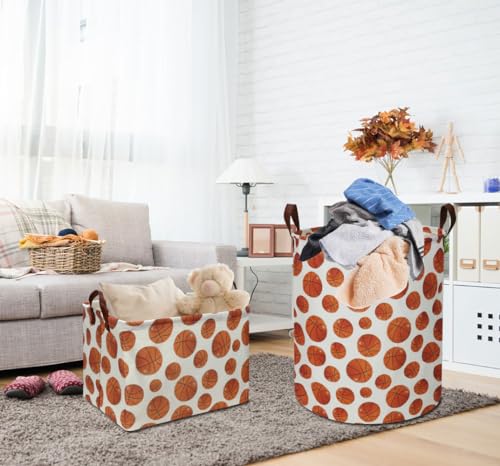 19.7" Basketball Laundry Basket,Dirty Clothes Laundry Hamper,Waterproof Foldable Toys Storage Bin,Room Decor, Gift Baskets, Baby Nursery Hamper(Bright basketball) - color: Bright basketball