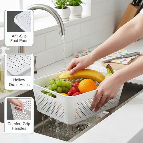 5 Pack Large Fruit Storage Containers for Fridge with Removable Colander-Plastic Food Storage Containers with Lids Airtight-Leak Proof Refrigerator Organizers and Storage of Vegetable -Produce Storage - color: 5Pack-Fruit-Containers