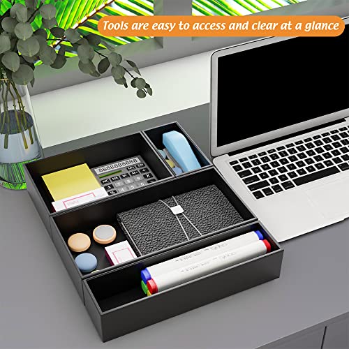 Black Bamboo Drawer Organizer - Silverware&Utensil Holder Organizer for Kitchen Drawers, Multi-Use Drawer Dividers Boxes for Bathroom Counter，Cabinet, Garage, Office Desk, Makeup, Jewelry (9"6"2.5") - color: Black, size: 9*6*2.5 inch