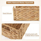 LotFancy Bathroom Basket, 2 Pack Water Hyacinth Toilet Paper Basket, Hand Woven Back of Toilet Organizer for Toilet Tank Top Countertop, Wicker Baskets for Shelves