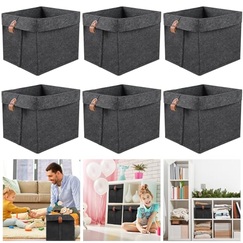 6Pcs Storage Cubes Felt Fabric Cube Storage Bin,9x9x10inch Cloth Cube Storage Bins Felt Storage Cubes 12L Foldable Fabric Storage Baskets Cubby Storage Organizer Cubes for Organizing Clothes Toys