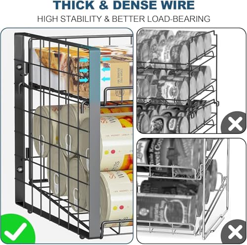 JKsmart 2-Tier Stackable Rack Organizer for Pantry, Adjustable Dispenser Holds Up to 120 Cans, Storage Holder for Various Ounces of Canned Drinks, Black, 4 Pack - size: 2-Tier - 4 Pack