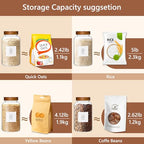 KEYWING 88oz Large Glass Jars with Airtight Acacia Wood Lids, Set of 3 Food Storage Containers for Flour, Sugar, Rice, Pasta, Cereal, Cookies – Includes 126 Labels - size: 88 Fl.oz