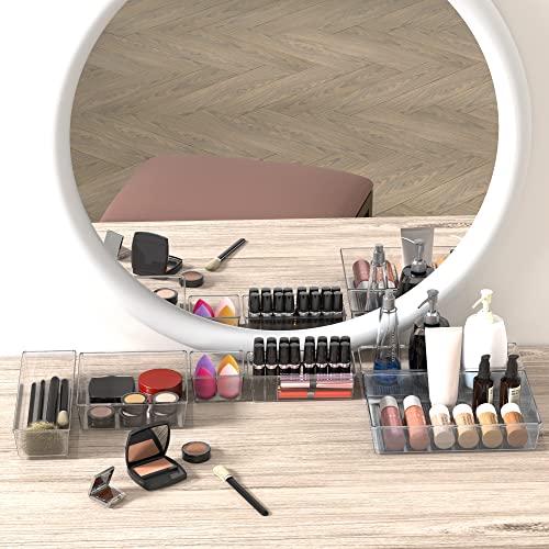 Simple Houseware 30 PCS Clear Plastic Drawer Organizers Set, 5-Size for Makeup, Bathroom, Bedroom and Office - size: Assorted x 30