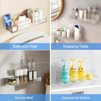 Diesisa Acrylic Wall Mounted Shower Caddy, Clear, Large Size 4D x 12.8" W x 3.3" H, Acrylic Shelf, No Drilling Walls Adhesive Shelf, Bathroom Shelves with Self Adhesive Tape for Bathroom, Kitchen - color: Clear - Long Basket