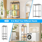 Ulif E10 Clothes Rack（With Stretchable Hanger Rod）Freestanding Clothing Racks for Hanging Clothes，Adjustable Closet Organizer System，Portable Garment Rack 73-97" W x 15" D x 72" H，Max Load 800LBS，Grey - color: Grey