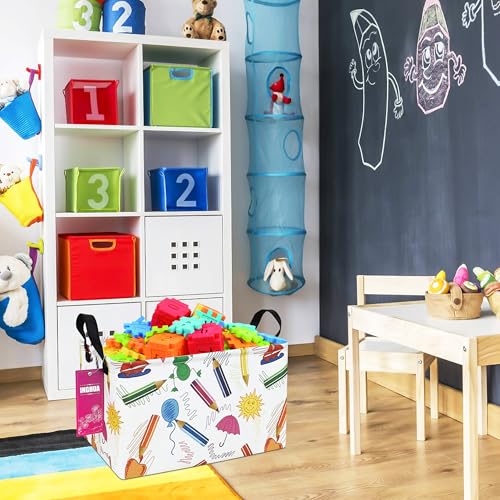 Rectangular Storage Basket Fabric Organizer Bin for Toys,Books,Clothes,Gifts,Pets-Perfect for Home,Office,Nursery,Dorm,Shelf(Rec-colored pencil ) - color: Rec-colored pencil