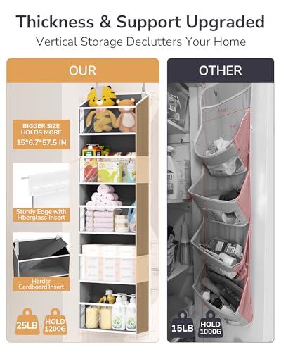 ULG Clear Over The Door PVC Organizer with 4 Pockets Hanging Storage for Bathroom, Closet, or Bedroom，Dark Gray - color: Dark Gray-4p, size: 1 Pack