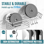 TAILI Shower Caddy Suction Cup 2 Pack with Hooks and Soap Holder, Heavy Duty Shower Organizer for Bathroom, No Drilling Silver Bathroom Suction Shelves-Silver - style: 2 × Silver