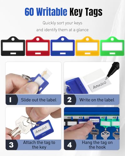 Uniclife 60 Keys Key Lock Box with Code, Wall Mount Key Box, Key Cabinet with Key Racks and Tags, Lock Box for Keys, Key Lockbox, Key Storage Box for Home Office & Company, Blue - color: Blue, size: 60 Keys