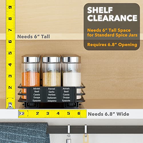 SpaceAid Pull Out Spice Rack Organizer for Cabinet, Heavy Duty Slide Out Seasoning Kitchen Organizer, Cabinet Organizer, with Labels and Chalk Marker, 6.5" W x10.75 D x2.5 H, 1 Drawer 1-Tier - style: 6.5" W, 1-Tier