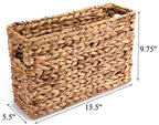 Yesland Hand-Woven Narrow Water Hyacinth Holder Wicker Basket, 15.5 x 5.5 x 9.75 Inch Decorative Magazine Storage Basket Bin for Home, Office, Desk