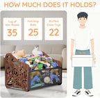 handrong Large Dog Toy Basket,Wood Dog Toy Box,Cat Toy Basket Box,Dogs Toys Storage Bin,Pet Toys Baskets for Living Room Outdoors Organizing Storage
