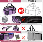 Large Cleaning Caddy Bag Built-in Sturdy Support Board, Cleaning Organizer with Detachable Divider, Cleaning Supply Tote with Adjustable Shoulder Strap&Waist Belt for Cleaners & Housekeeper - color: Purple