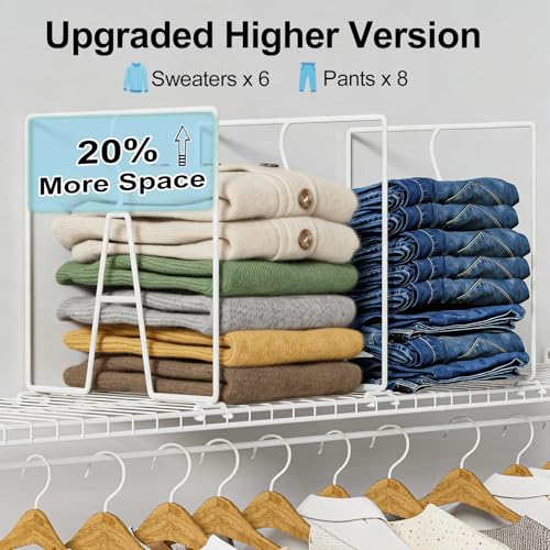 SortNStore Wire Shelf Dividers for Closet: 12-inch Tall 12-inch Deep 6 Pack Wire Rack Accessories - Adjustable Purse Organizer for Clothes Handbags - Metal Linen Closet Pantry Separators - size: 6-Pack TALLER: Tall 12" x Deep 12"