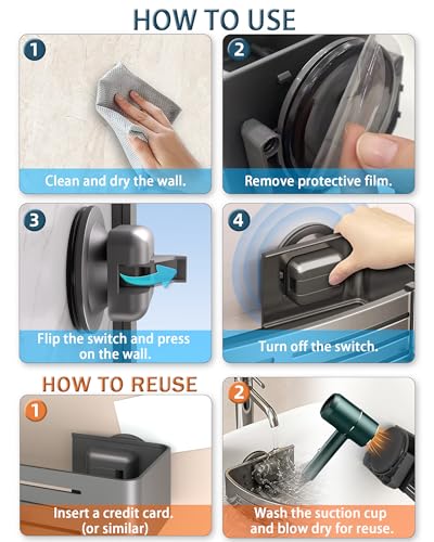 Onemake Suction Cup Shower Caddy, No Drilling Bathroom Organizer Shelf, Strong Vacuum Suction Holds Up to 22 lbs, Removable Shower Shelf for Tile Glass, Kitchen & Bathroom Storage Basket - style: 1 Tier-Gray Square Caddy