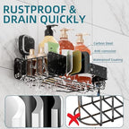 TAILI Shower Caddy Suction Cup 2 Pack,Stainless Steel Rustproof Shower Shelves,No Drilling Wall Mounted Basket,Large Capacity,Removable Suction Cup Bathroom Organizers & Home Decor,Black - style: 2xBlack