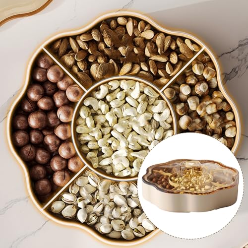 Candy Box Dry Fruit Container With Lid For Living Room 5 Compartments Snacks Organiser For Household Use - color: 1-tier, size: cream color
